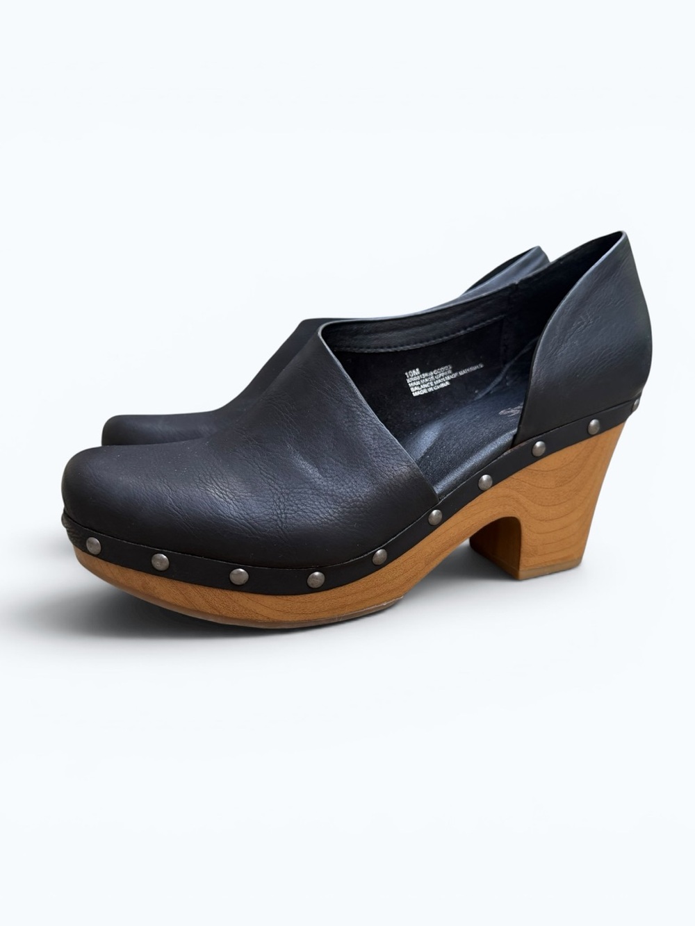 Korks Arielle Wood Sole D'Orsay Clog Booties Pump